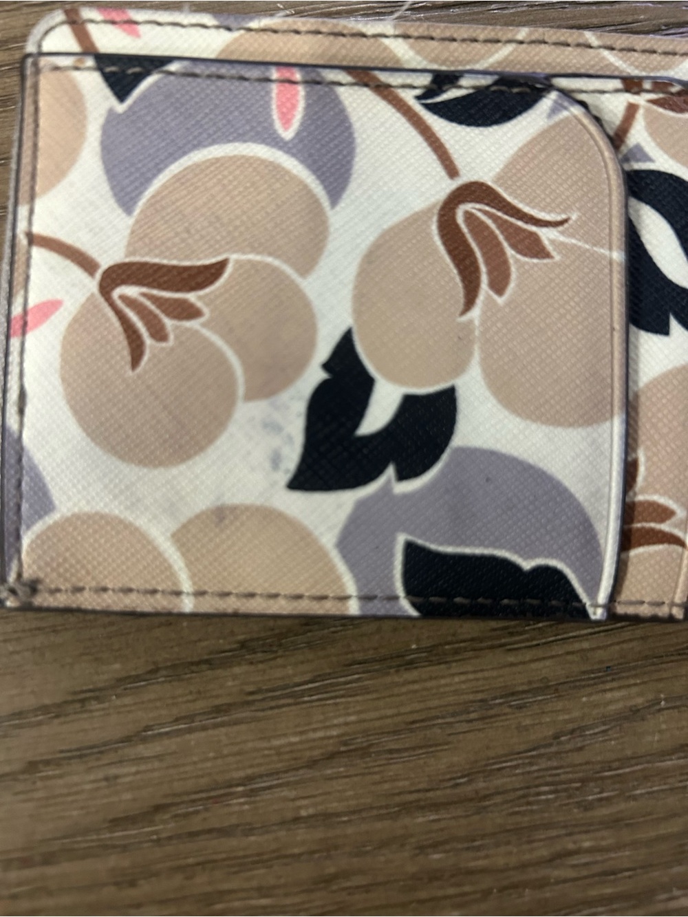 kate spade Floral Card Holder Keychain in Beige, Black & Lavender - Picture 3 of 5